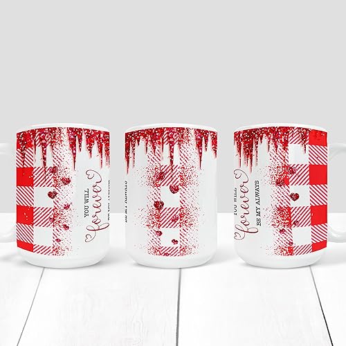 Miniatura 7 de Vasos personalizados de acero inoxidable con diseño de búfalo rosa a cuadros de San Valentín  Vaso de fotos personalizado You Will Forever Be My