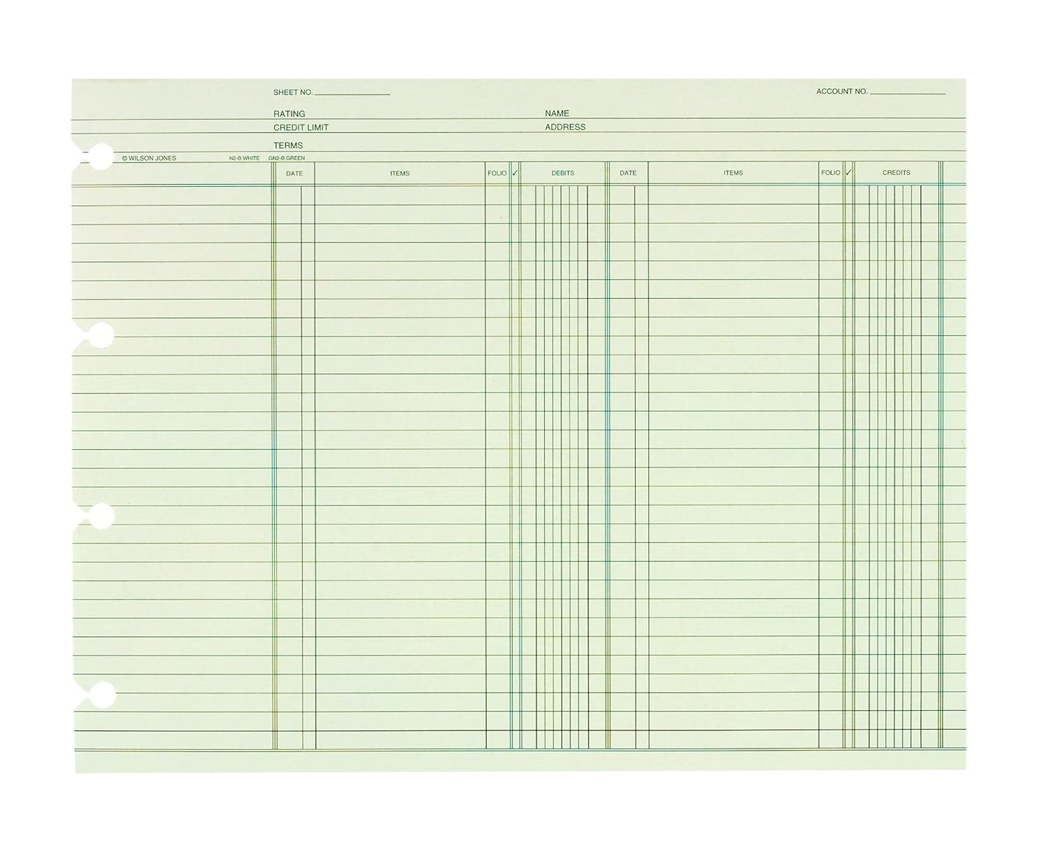 Wilson Jones Ledger Paper / Sheets, Regular Ledger for Post Binders, 9