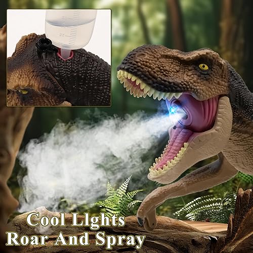 Miniatura 2 de Juguete de robot de dinosaurio a control remoto, realista, tiranosaurio Rex, regalos para niños, juguete electrónico con ligero spray rugiente y