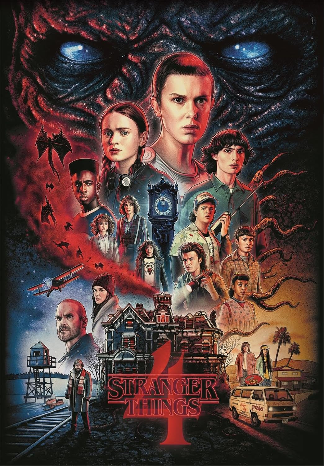 Clementoni Jigsaw Puzzle 1000 Pieces, Stranger Things Netflix, Puzzle for Adults 14-99 Years, Compact Box, Made in Italy, 39980