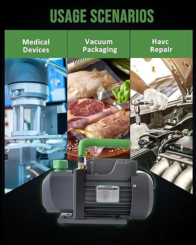 Miniatura 9 de Lichamp Medidores de CA, conjunto de manómetros de aire acondicionado para R134a R22 R12 R502 y bomba de vacío, bomba de vacío de una sola etapa