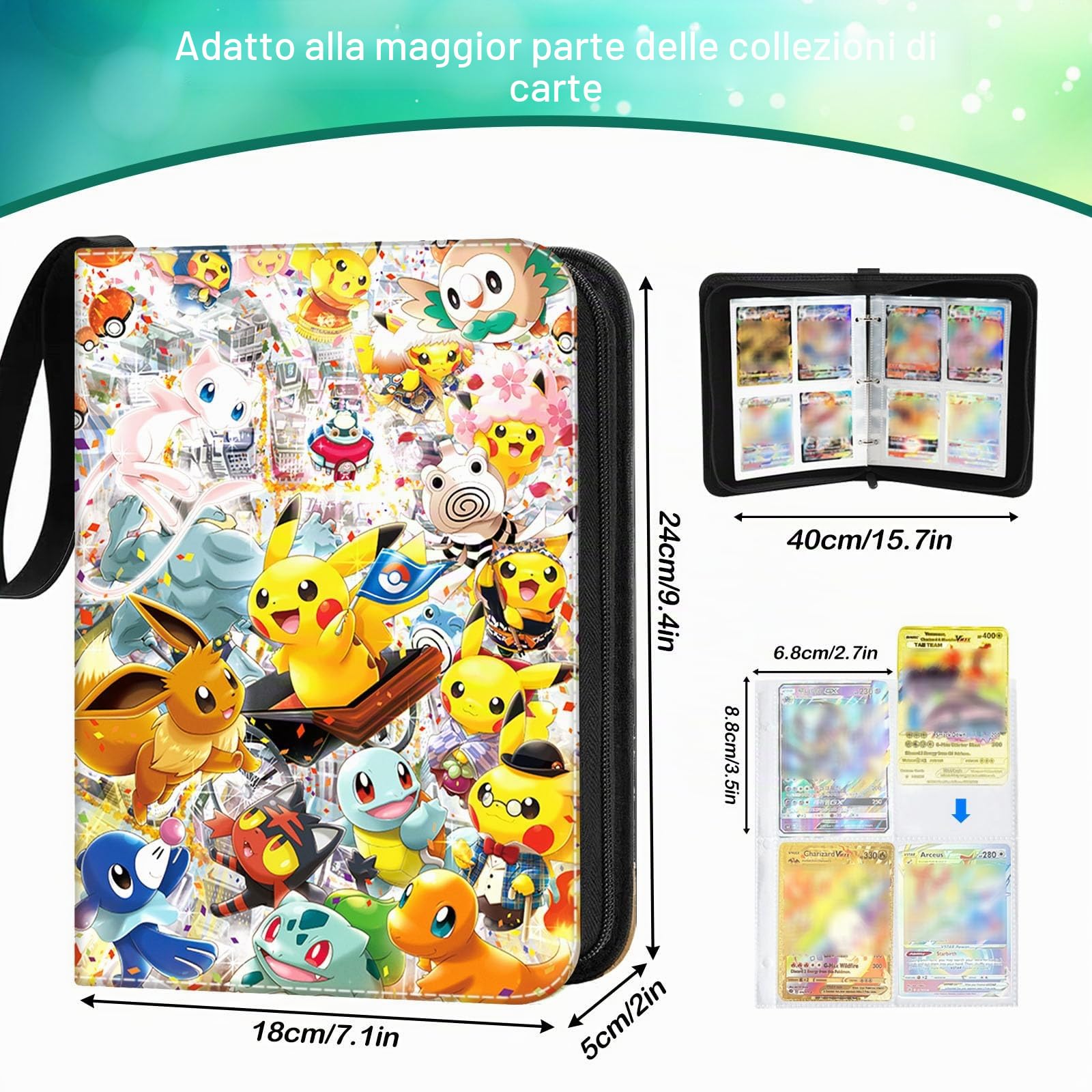 Album da collezione per carte, album per carte da collezione con 50 pagine e capacità di 400 carte, regali per collezionisti e bambini.
