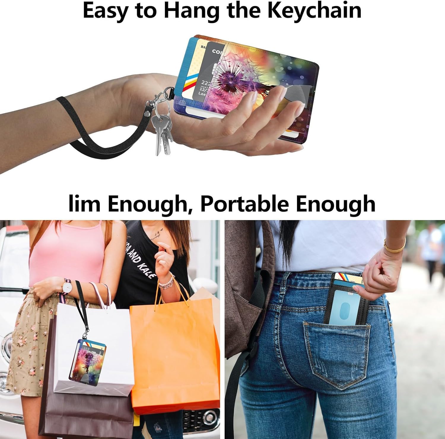 Slim Minimalist Wallet for Men Women Small Credit Card Holder Wallet Front Pocket RFID Blocking Wallets Travel Thin Card Case with ID Window Card Organizer & Wristlet,Dandelion Galaxy - Image 5