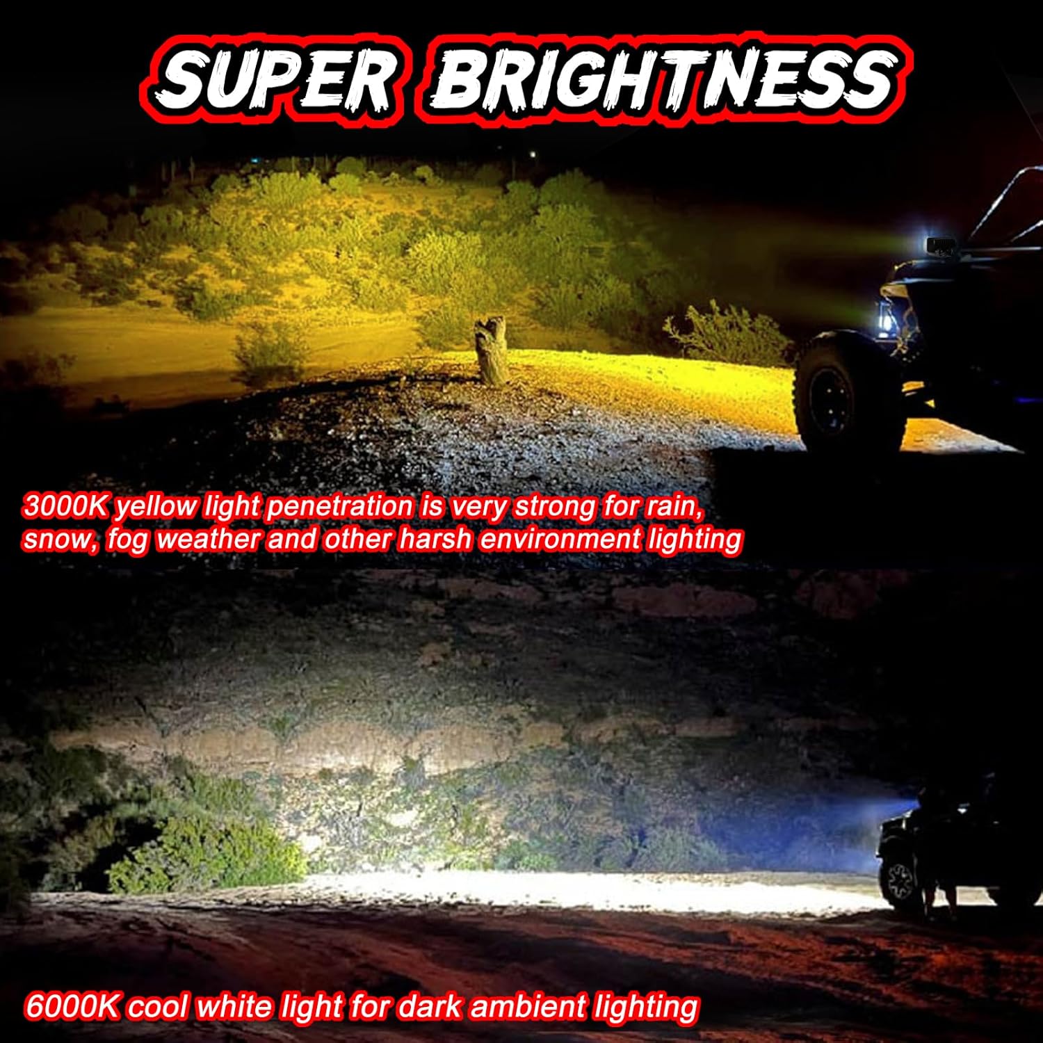 LED Pod Light Yellow Off Road Driving Cube Light LED Ditch Backup Work Lights Combo Bumper Light Bar Pods for Truck Pickup ATV UTV SUV 4x4 Motorcycle Boat