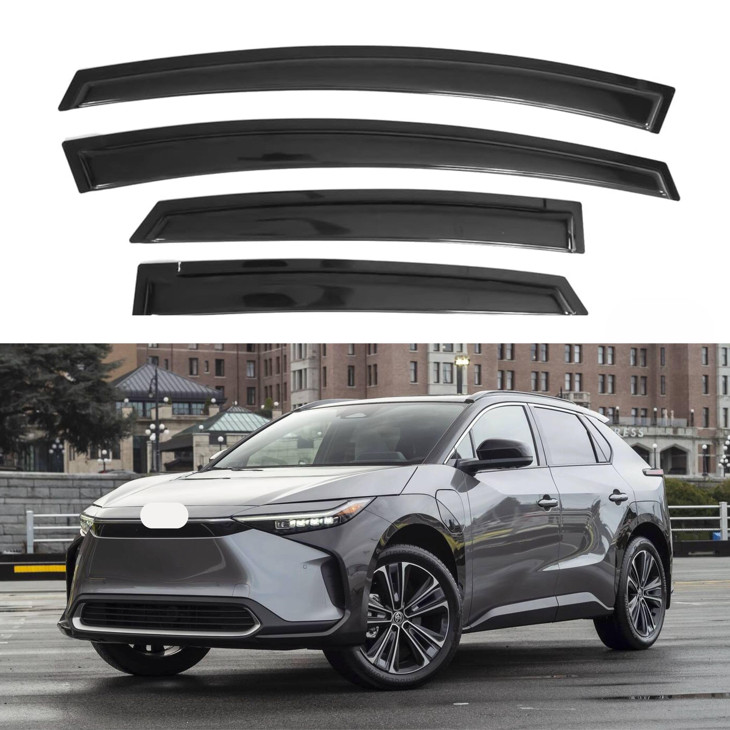 Window Visor Compatible with Toyota bZ4X 2023-2024, Rain Guard Tape-On Extra Durable Sun Wind Air Side Vent Window Deflector, 2023 2024