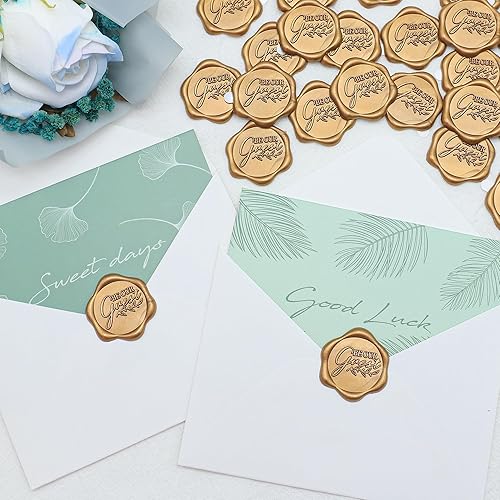 Miniatura 5 de SWANGSA 50 calcomanías de sello de cera de tulipanes, calcomanías de sellado de sobres de invitación de fiesta de boda, calcomanías de cera