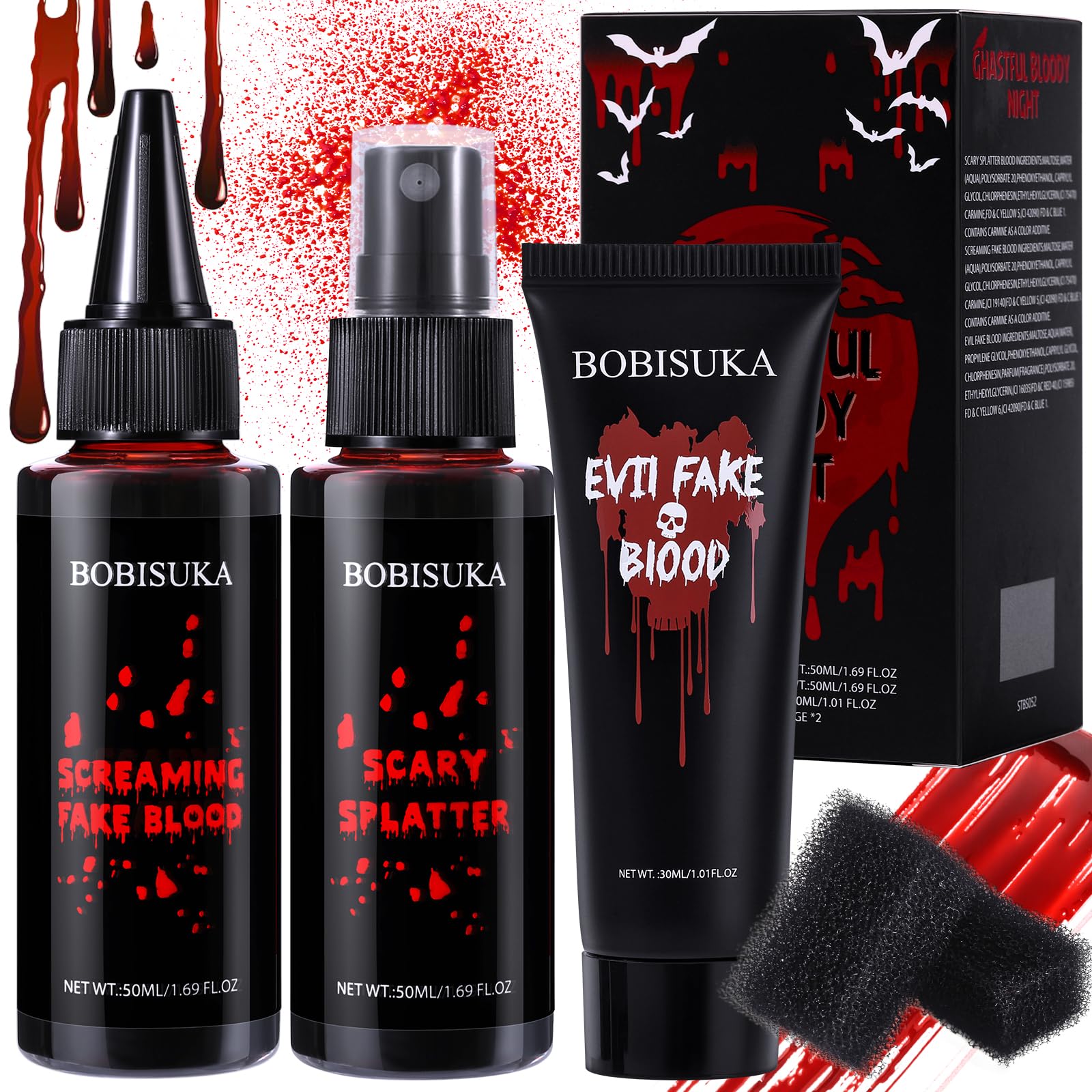 Amazon.com : BOBISUKA Halloween Fake Blood Kit, 1.76oz Blood Spray