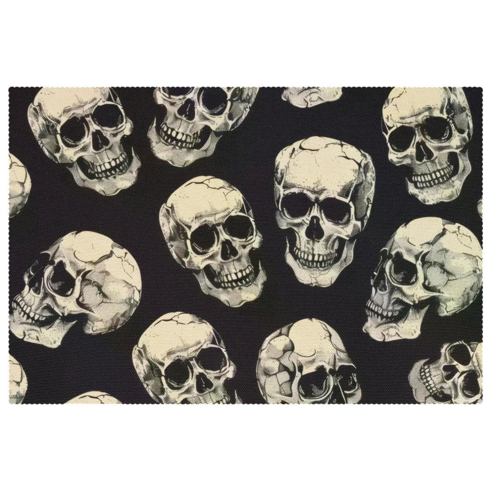 Sets de table noirs tête de mort de 30,5x45,7 cm antidérapants pour repas