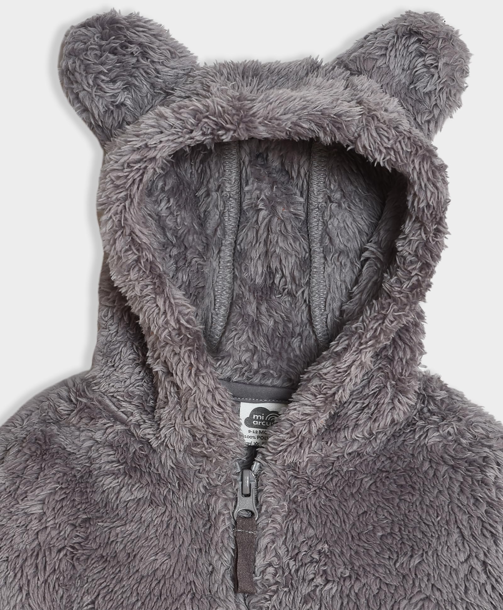 Mi Arcus Flurry Hooded Grey Fullsleeves Jacket For Baby Kids Girl Boy Infants Toddlers Winter Wear 3-6 Months 3