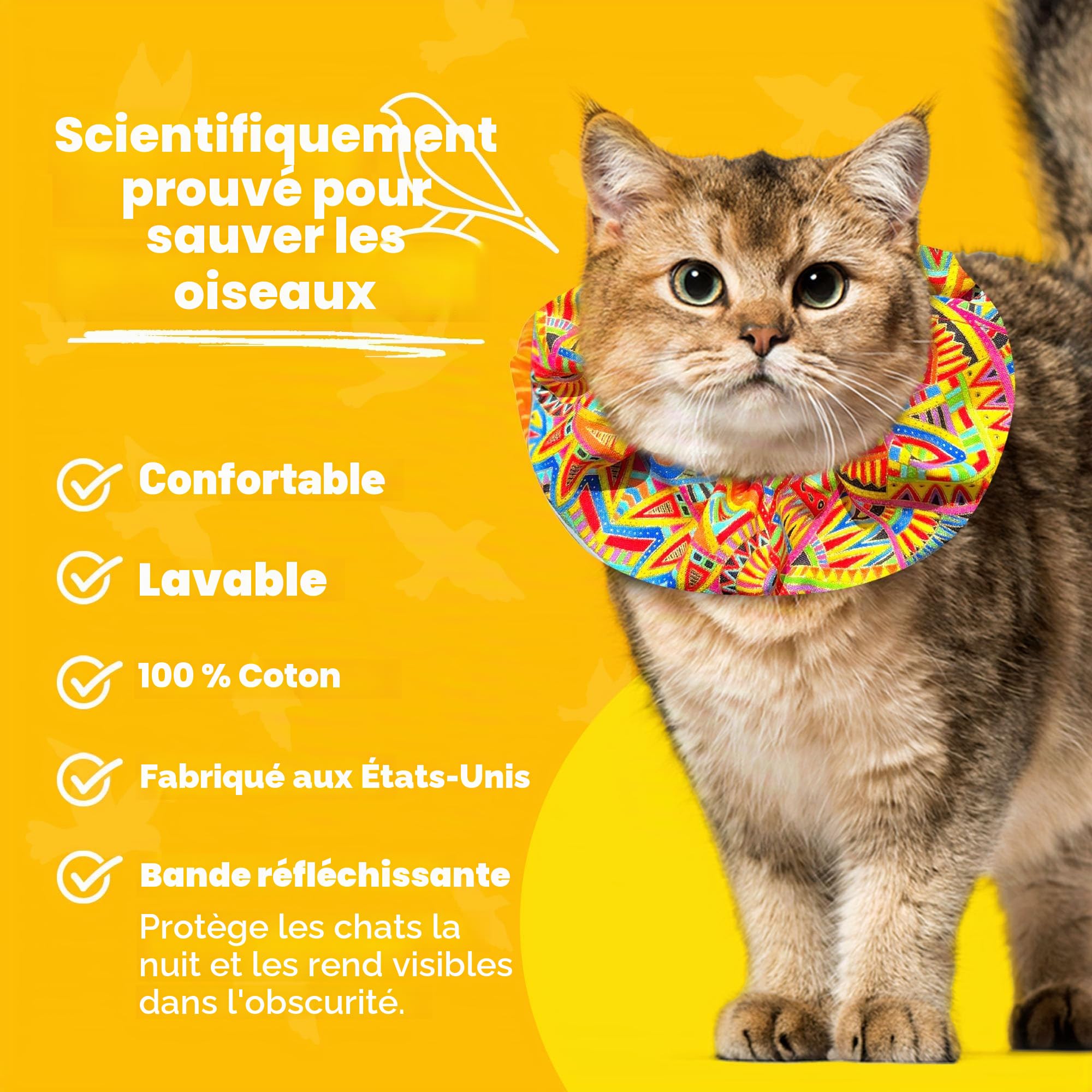 Birdsbesafe Collier pour Chat pour Oiseaux – Collier d'avertissement pour Chat, scientifiquement prouvé pour Aider à empêcher Votre Chat d'attraper des Oiseaux