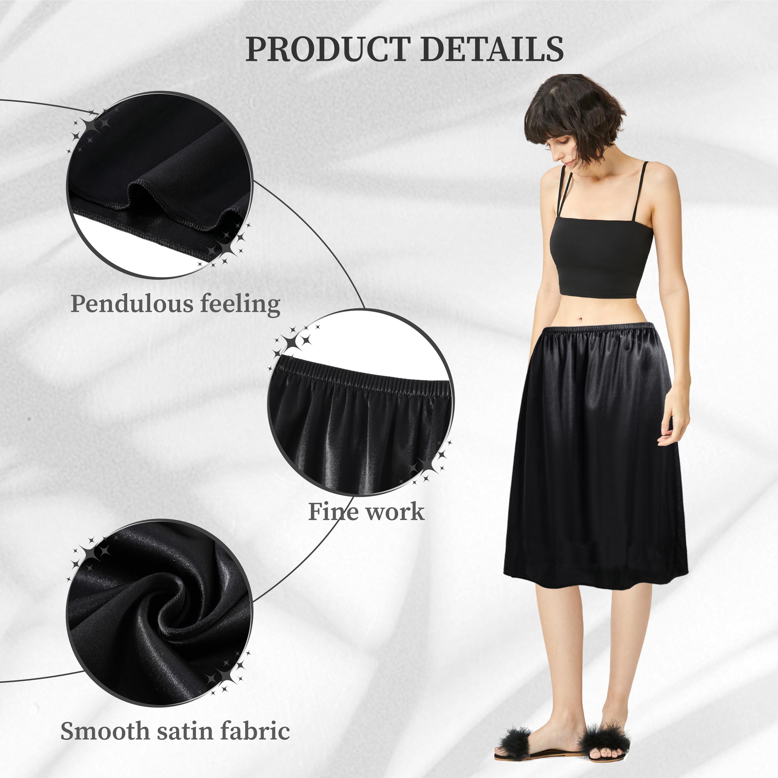 BABEYOND Sottogonna lunga da donna, con elastico in vita, set da 3 pezzi