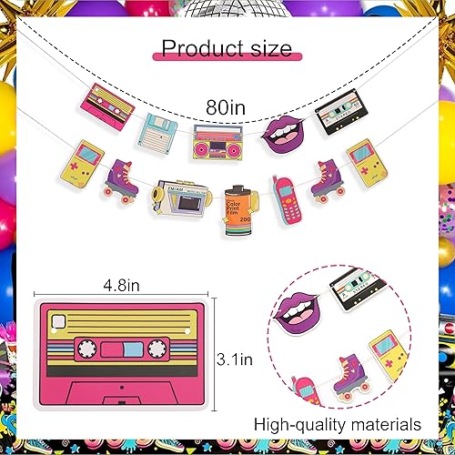 Miniatura 2 de TUTOTU Pancarta de decoración de fiesta de los años 90, decoración de fiesta de despedida de soltera de neón de los 90, pancarta de cumpleaños 90,