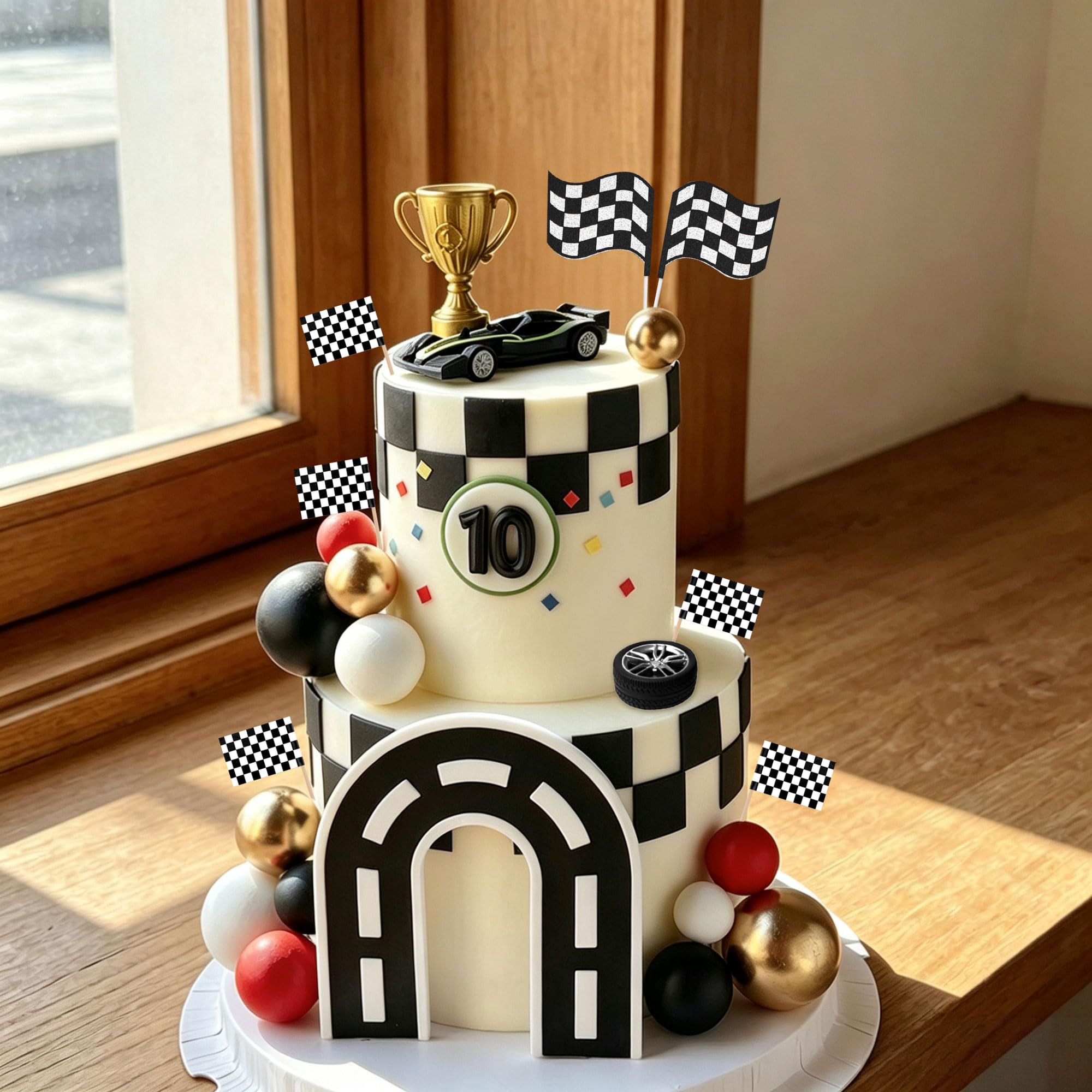 Race Car Cake Decorations Car Cake Topper Checkered Flag Growing Up Decor
