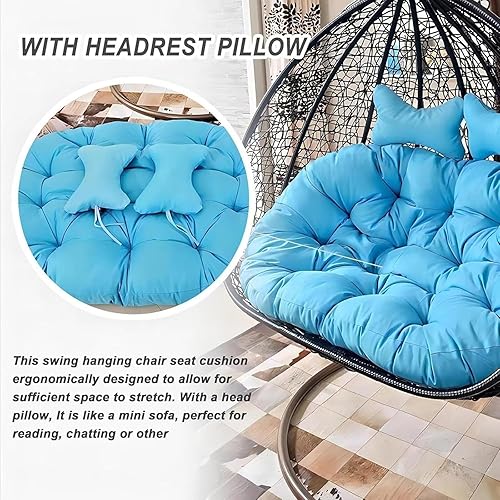 Miniatura 8 de Cojín de repuesto para Columpio de 2 plazas, cojines para hamaca colgante, cojines lavables para silla colgante tipo huevo, cojín impermeable para
