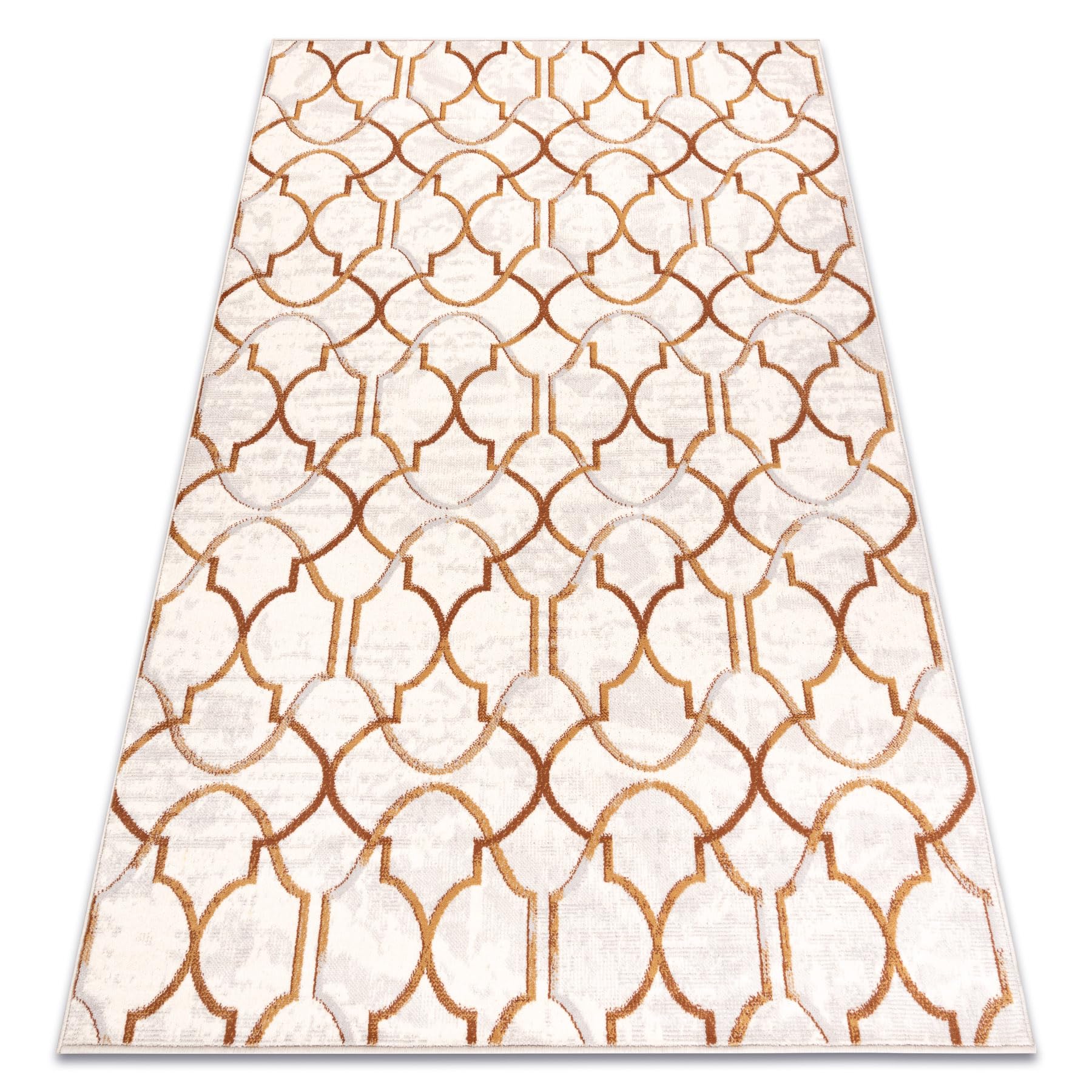Tapis en laine Angel beige et or 80x150 cm pour salon et chambre