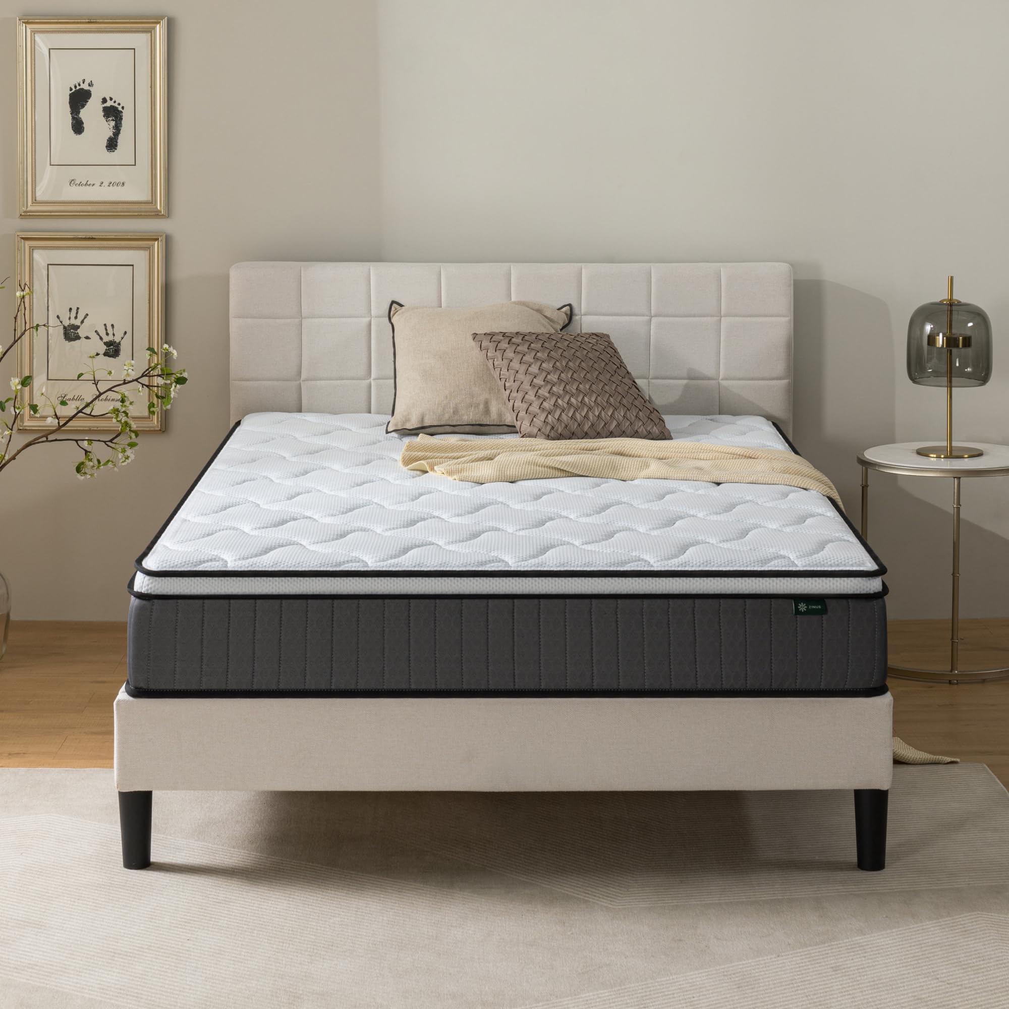 Zinus Tight Top materac ze sprężynami kieszeniowymi 140 x 200 cm – ortopedyczny materac o średnim stopniu twardości – tapicerka z recyklingu i pianka o wysokiej gęstości dla komfortu – wysokość 25 cm