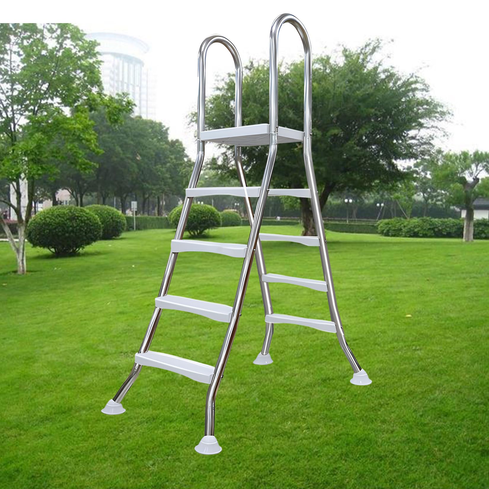 Seleziona Scala per Piscina Fuori Terra A-Frame Heavy Duty 85/110/135 cm Scala da Nuoto a 2/3/4 Gradini Scala a Doppio Lato in Acciaio Inossidabile 304 Scala Antiscivolo capacità 250 kg