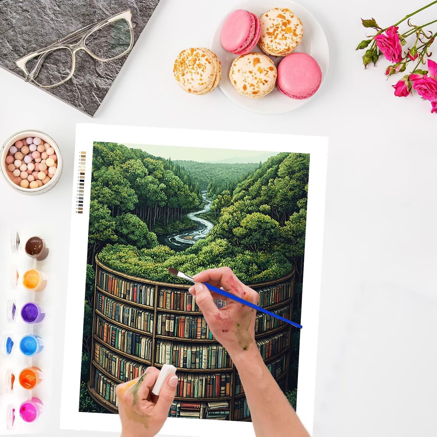Dipingere con i Numeri Adulti Paesaggio della libreria, 60x80cm s-890