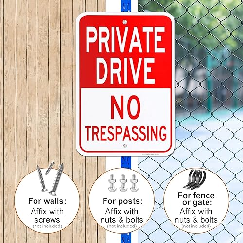 Miniatura 10 de private driveway sign, (2 Pack) 12'' X 18''Private Drive No Trespassing Sign, Rust Free Heavy Duty Aluminum Private Road Reflective Warning Signs,