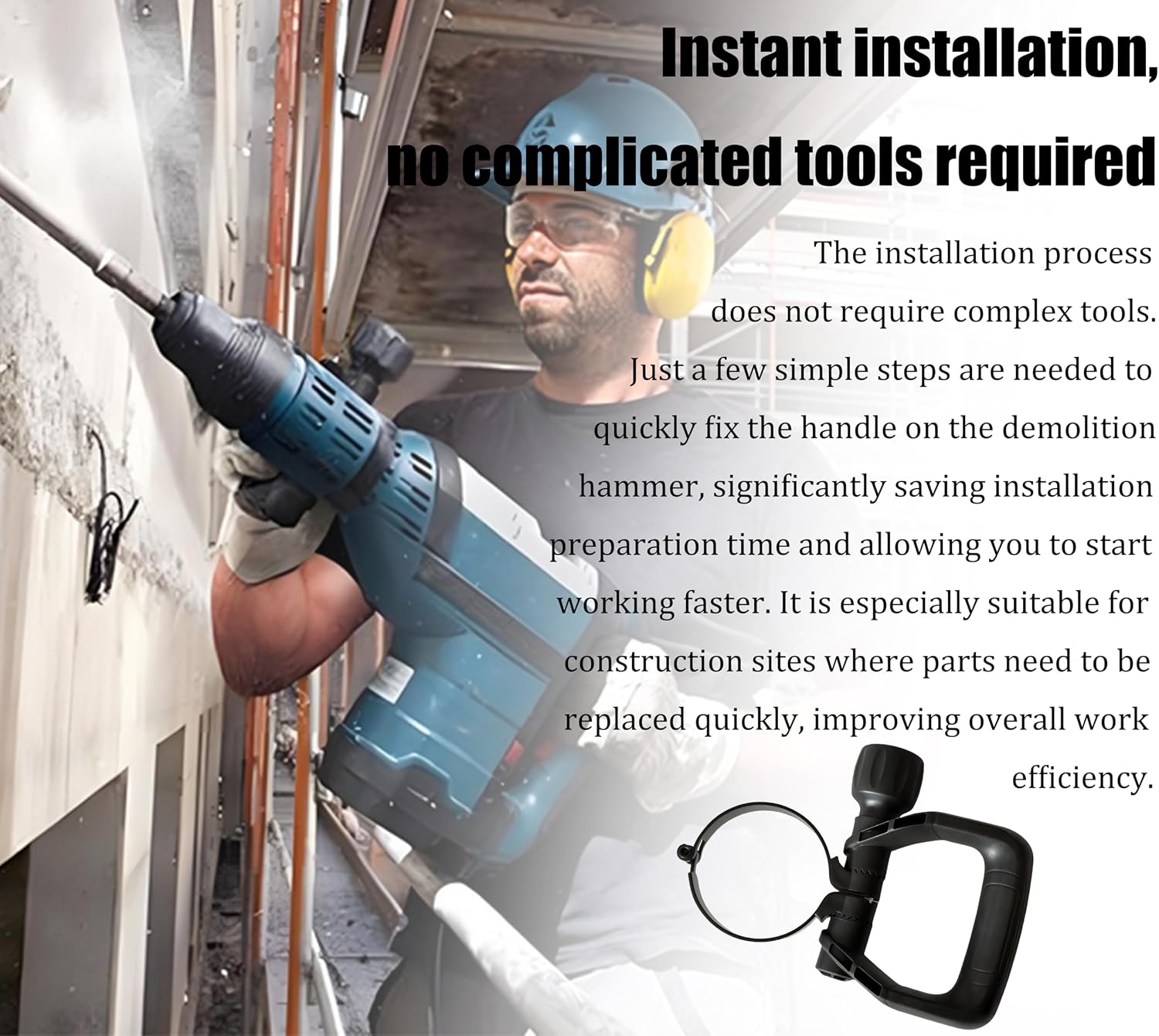 160202508K Demolition Hammer Front Handle Spare Parts Auxiliary Front Handle GSH16-28 GSH16-30 B56 Parts 160202508K Assembly for Bosch Replacement Accessories