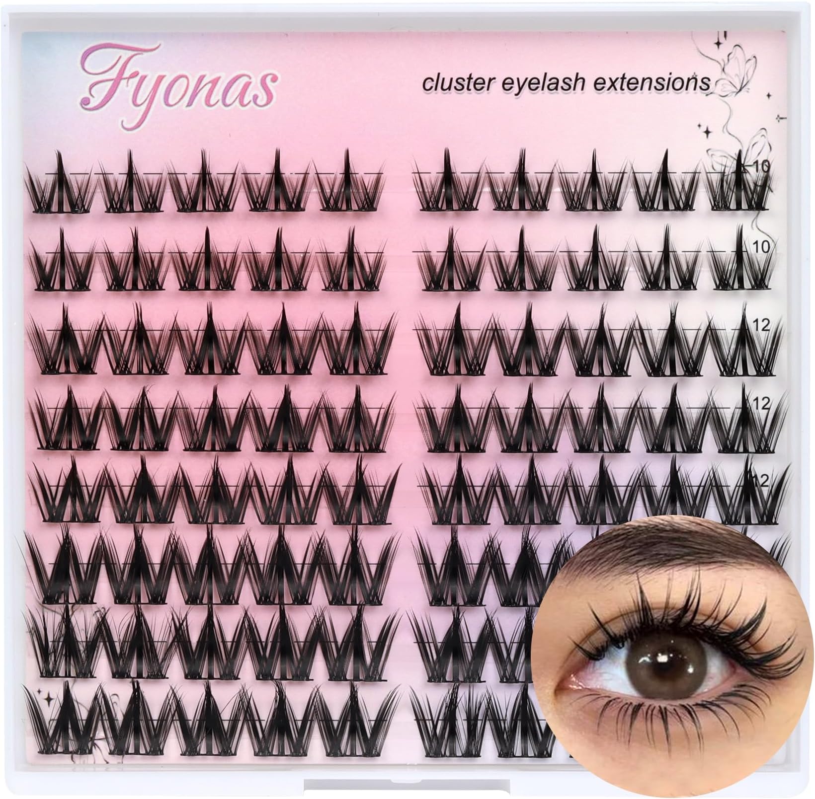 Lash Clusters Manga Eyelash Clusters Spiky Cluster Eyelash Extensions 80Pcs C Curl Individual Lashes Volume Anime Lash Clusters with Thin Band Cosplay Lashes DIY at Home (Cutey)