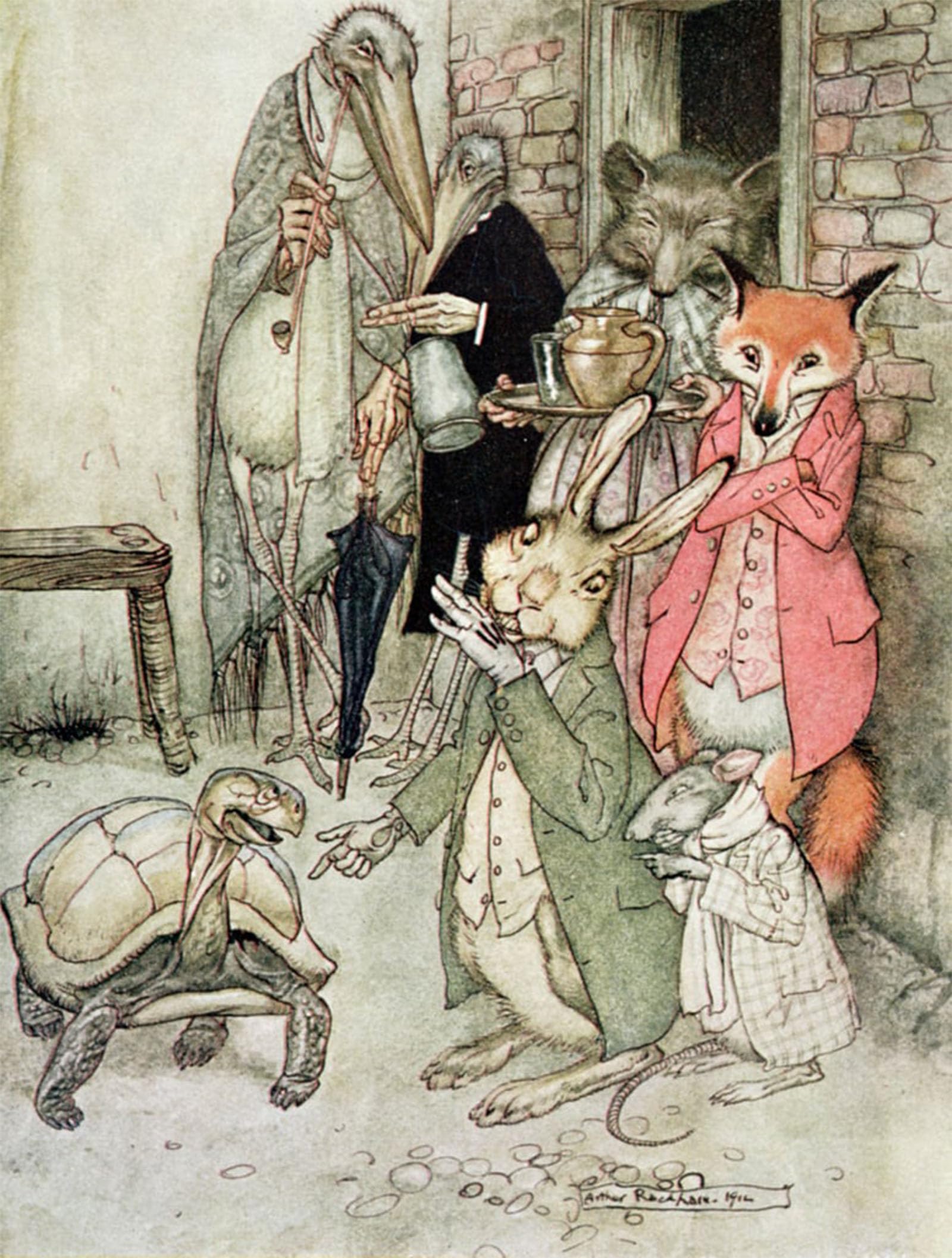 SERENDIPITP Retro Picture Poster Wall Art Pictures Painting the Hare and the Tortoise by Arthur Rackham Wall Art Canvas Print for Wall Decor 60x90cm