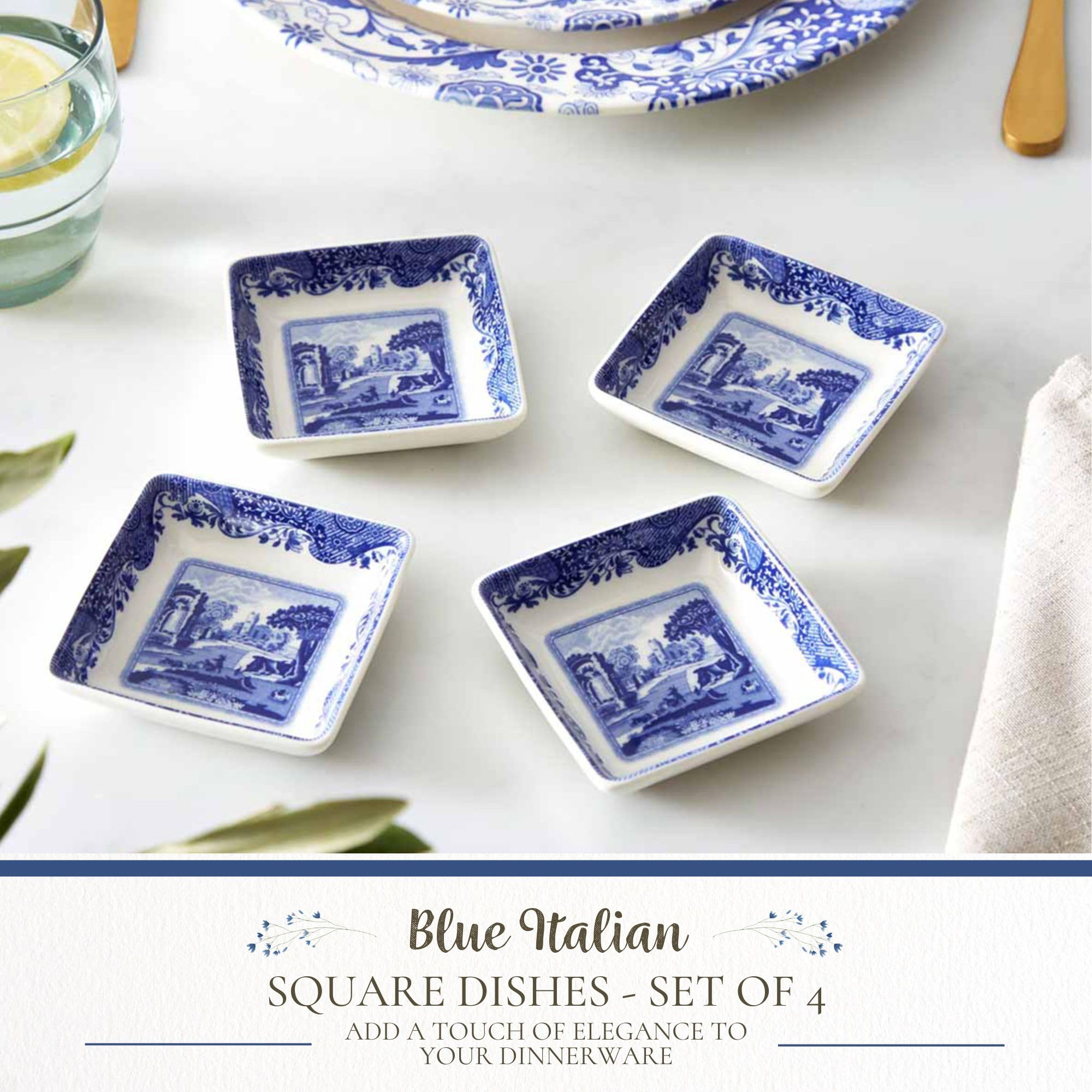 Spode　ブルーイタリアン　スクエアボウル Amazon.co.jp: Spode Blue イタリアンスクエアソースディッシュ - 4個