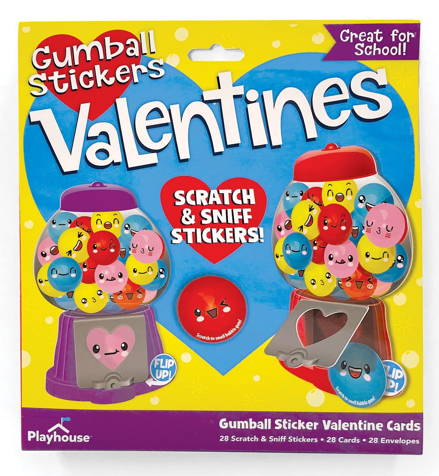 Playhouse Go-Go Gumballs Scratch n' Sniff 28 Card Super Valentine Exchange Pack for Kids