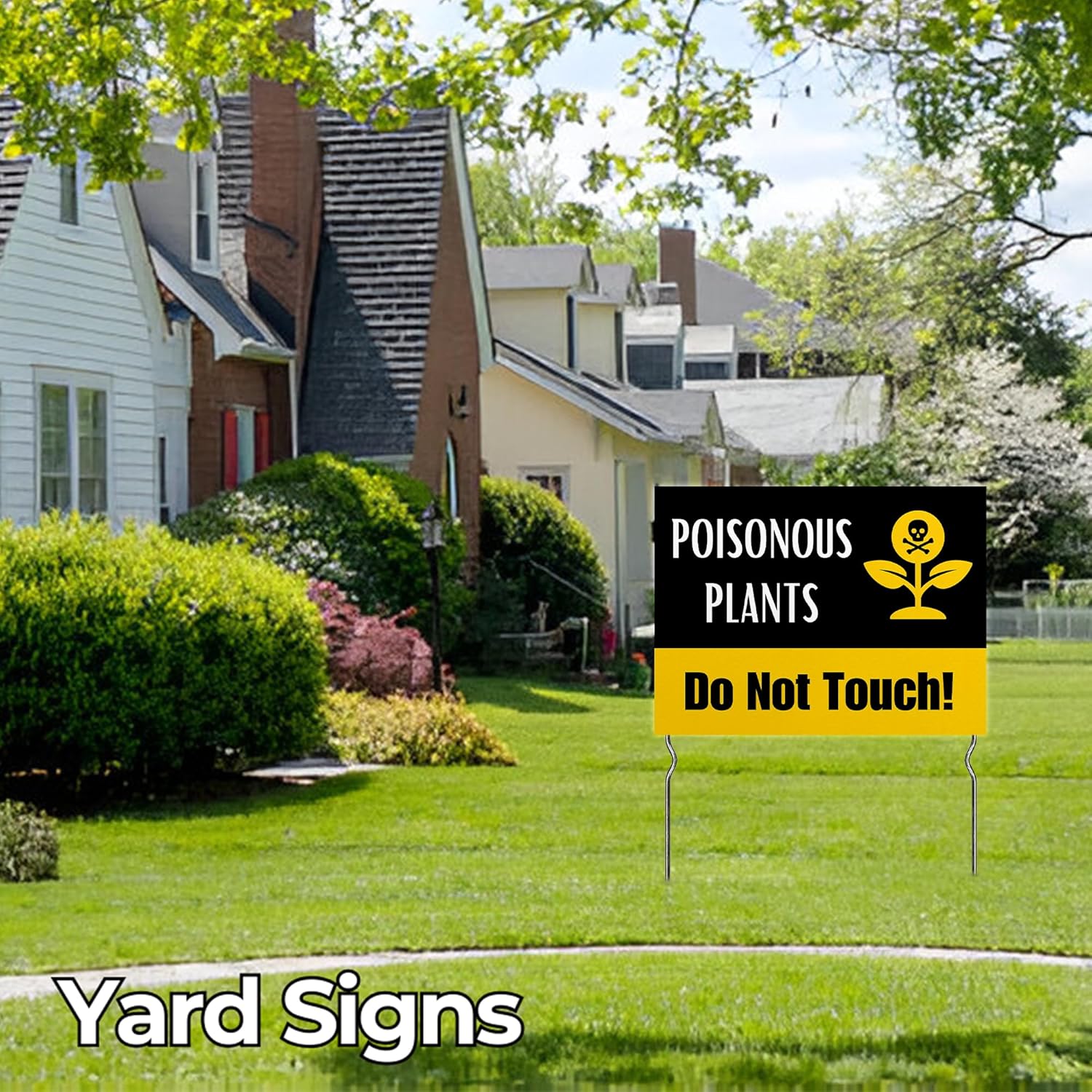 Poisonous Plants – Do Not Touch! Yard Sign by DC | 24"x18" Double Sided Garden Sign with 13” Metal Stakes | Outdoor Signs Waterproof for Lawn, Patio, Sidewalk & House | Set of 2 | Made in USA