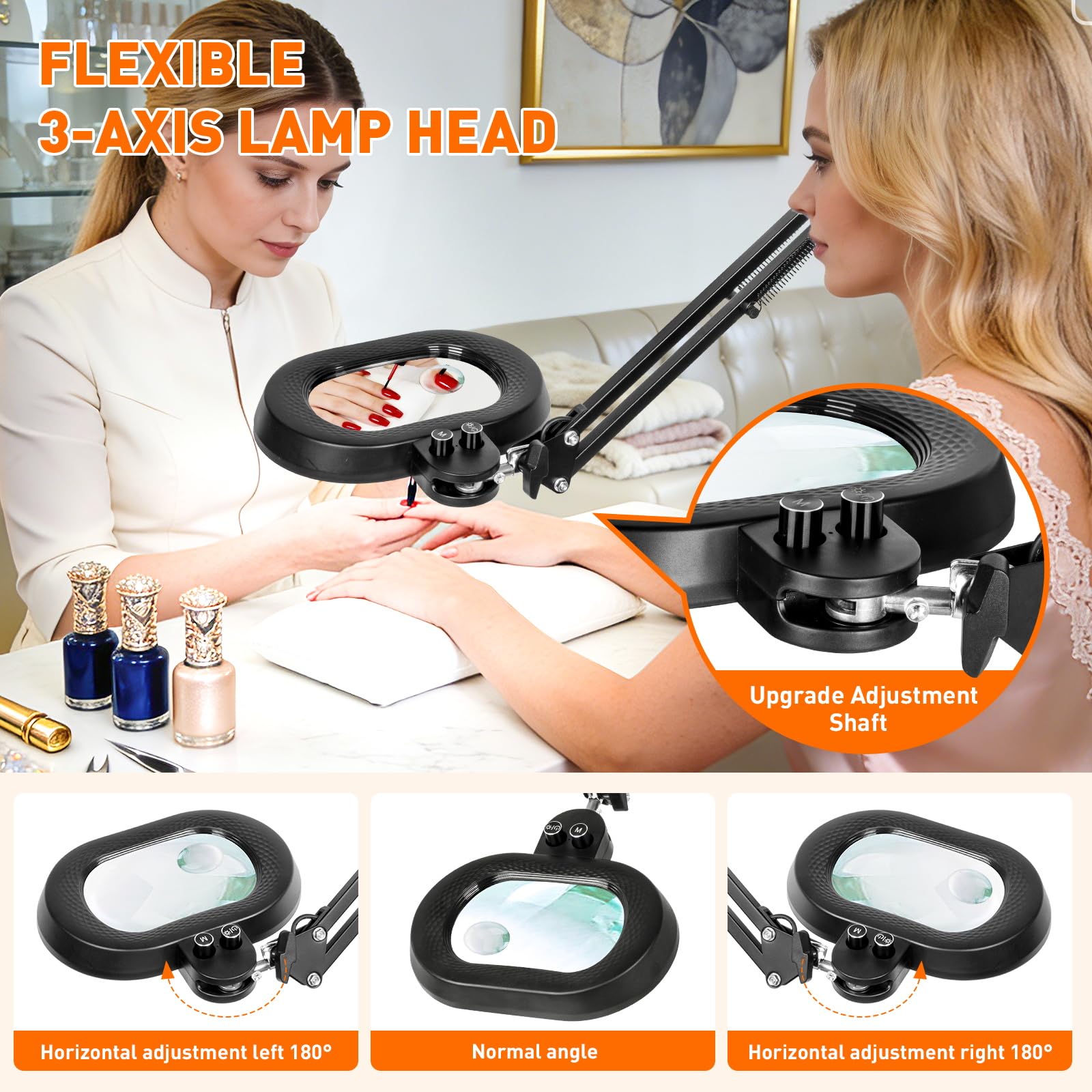 Lupa de 10 aumentos con luz y soporte, 2 en 1 con base grande y abrazadera LED, cualquier modo de color, regulable continuamente, manos libres, lupa iluminada para manualidades, lectura,