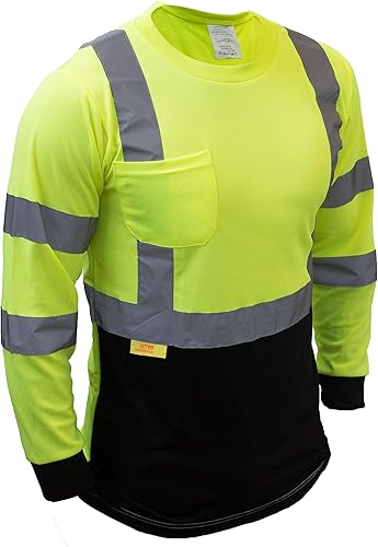 Miniatura 10 de Playeras refractarias de alta visibilidad NY BFL clase 3 con tela antihumedad, parte inferior color negro