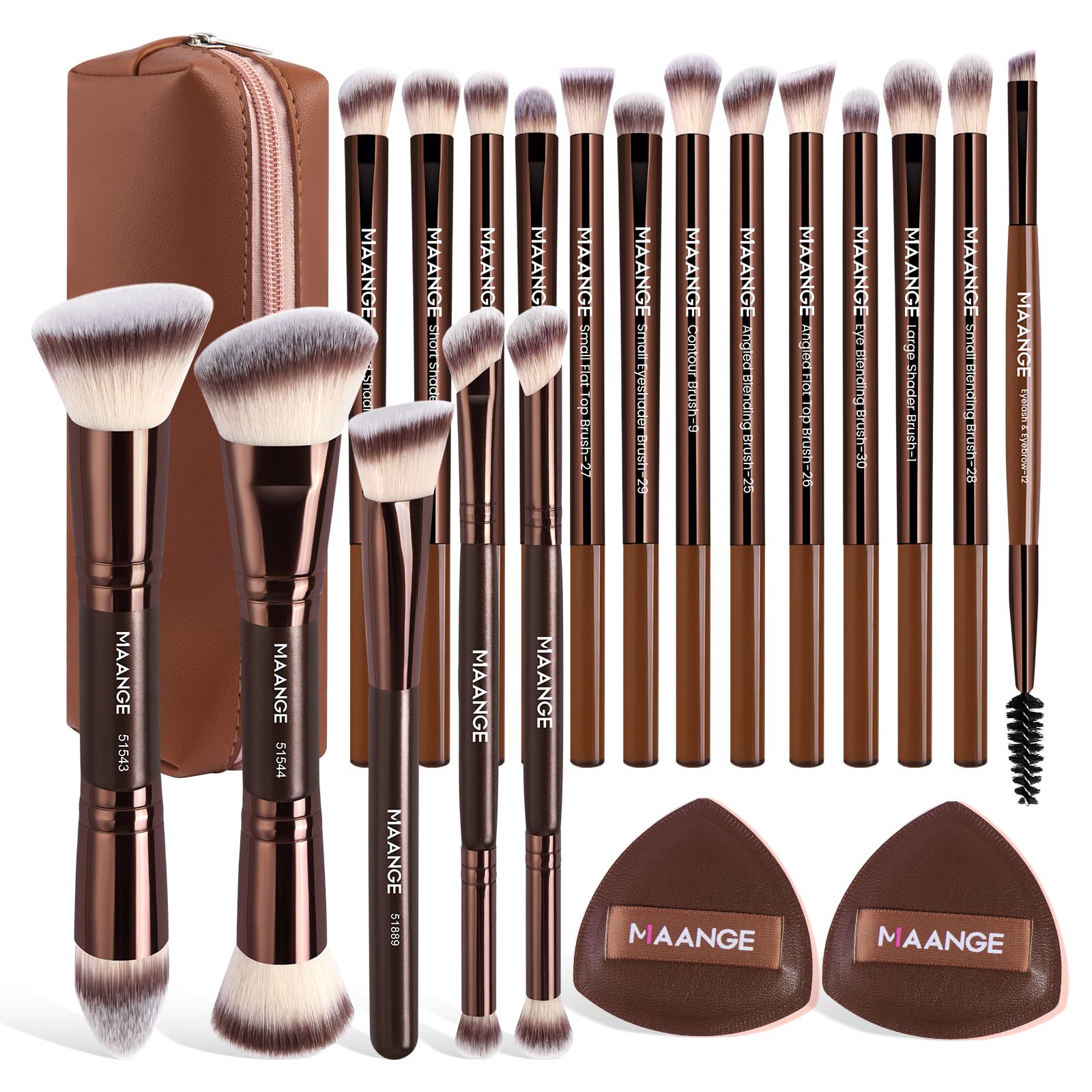 MAANGE Lot de 18 pinceaux de maquillage avec sac