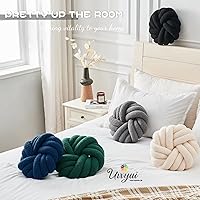 Vista 5 de Uvvyui Almohadas de Nudo, Almohadas Decorativas de 14 Pulgadas, Almohadas Redondas, Cojín Suave Hecho a Mano, Almohada de Bola Anudada, Cojín