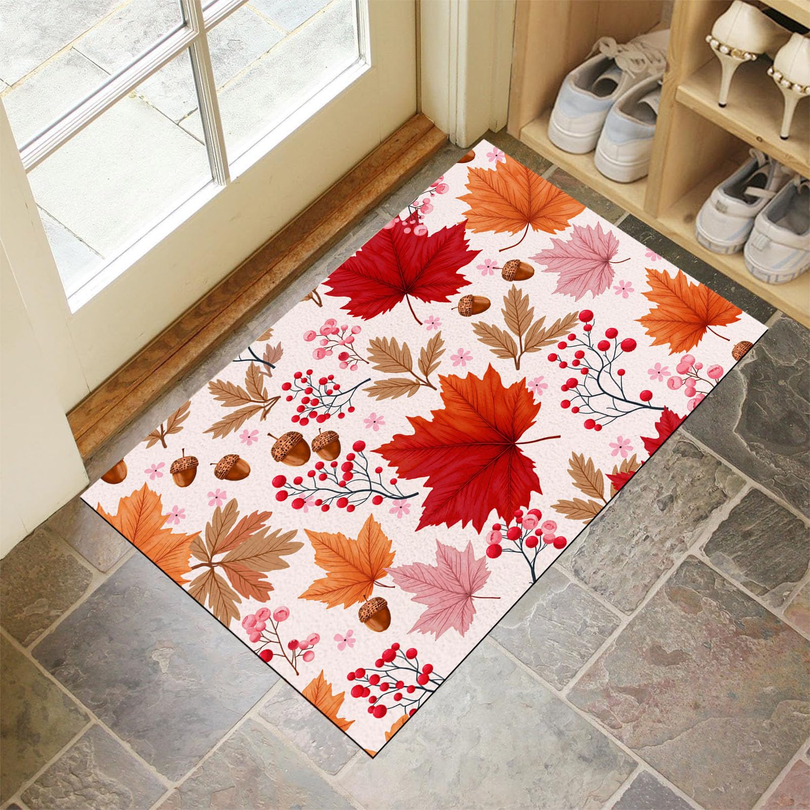 Paillasson automne 60x90cm lavable en machine tapis de sol en feuilles d'érable