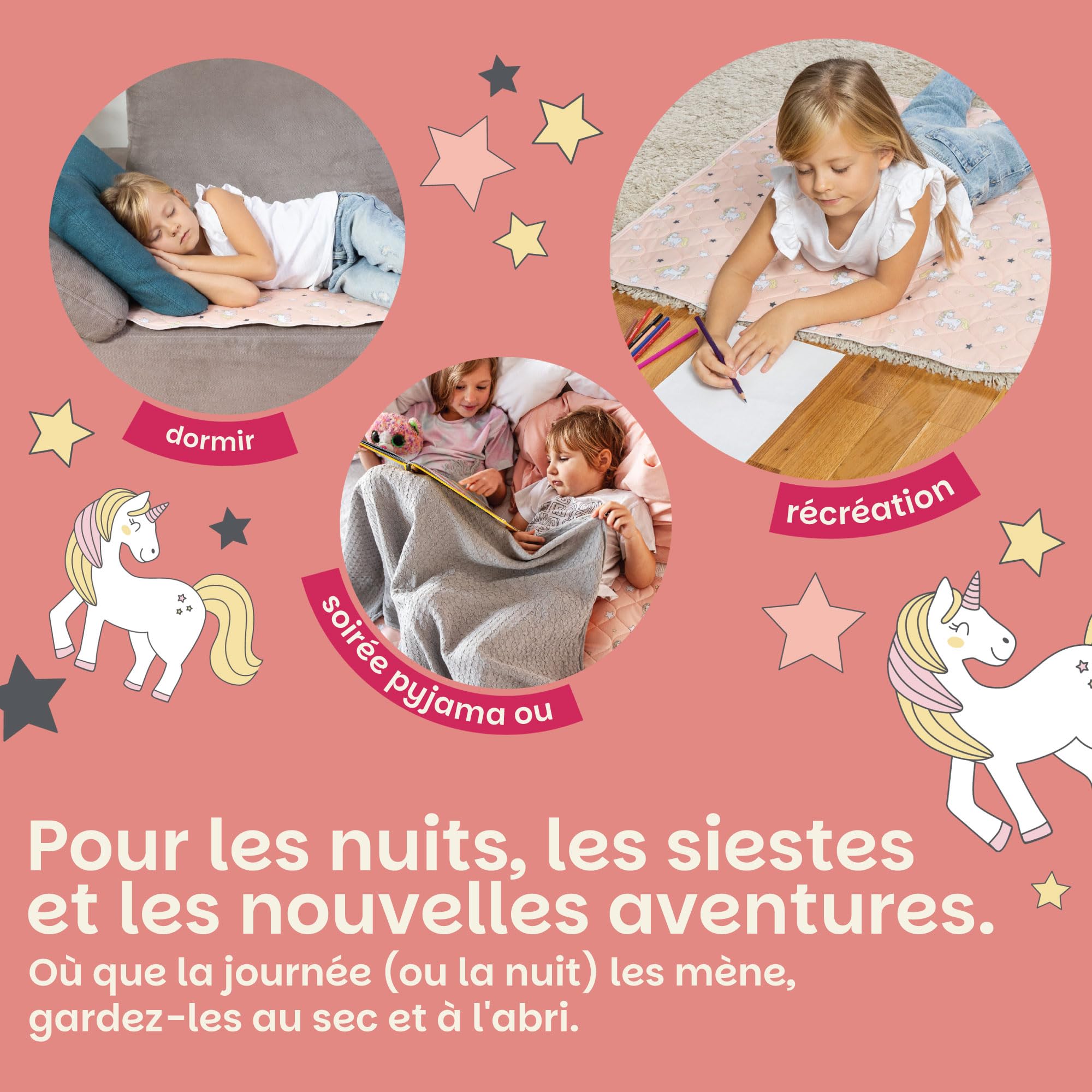 Lynmark® Alaise pour Matelas, Protège Matelas Imperméable pour Apprentissage de la Propreté, Couvre et Protège-Matelas Lavable pour Lit d’Enfant et Lit 1 Personne, Motif Licorne