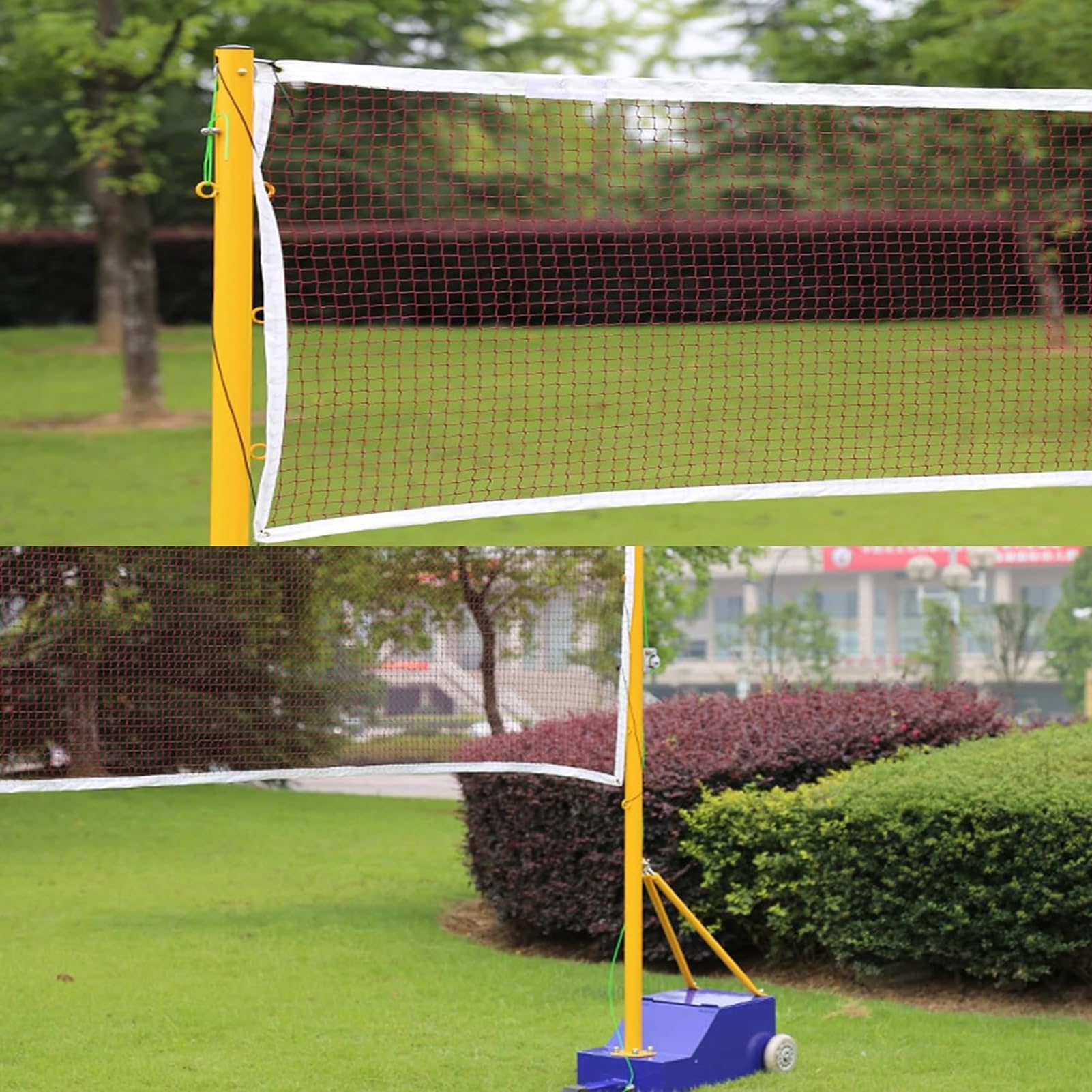 Red de Voleibol/bádminton con 8 Niveles de Altura, Resistente, para Patio, con neumáticos silenciosos de Poliuretano (Monocolor, Estilo 2)