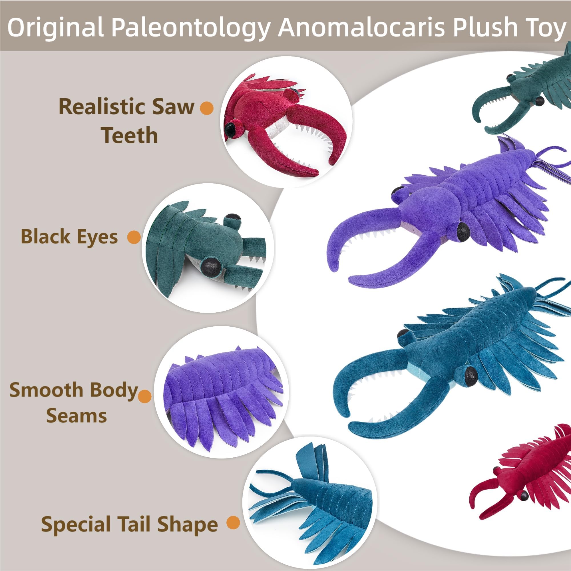 Tiny Heart Simulation of Blue Anomalocaris Plush Toys, Cambrian Ancient Plush Series Anomalocaris Shrimp Animal Toys - Image 3