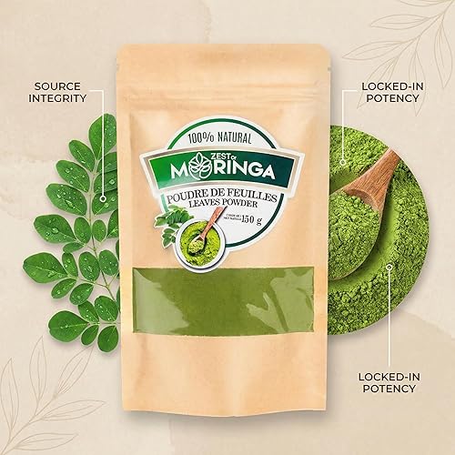 Miniatura 7 de Pure Moringa Oleifera Powder - Suplementos de superalimentos verdes, rica vitamina, perfecto para bebidas, té y recetas, hoja 100% pura