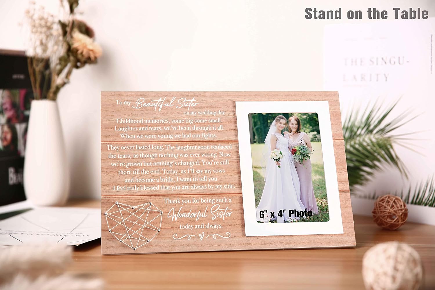 Picture Frame Gift for Sister from Bride-Thank You for Being Such a Wonderful Sister Today and Always-Wedding Present for Sis-Bridal Shower Present for Sis-Photo Frame Gift for Maid of Honor