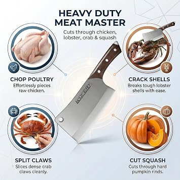 KOFERY 7 Heavy Duty Meat Cleaver for Bone Cutting & Commercial Use