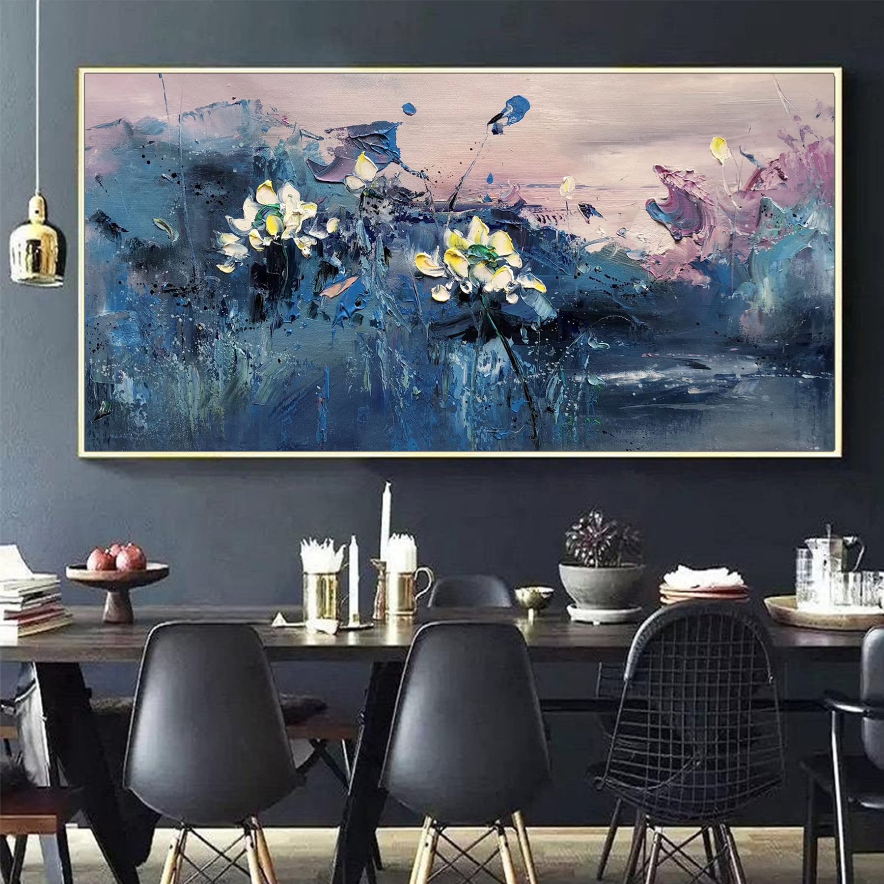 Amazon.com: KSALPCH Large Lotus Oil Painting Wall Art