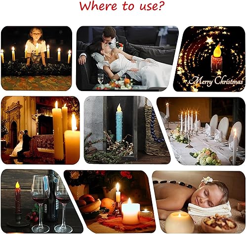 Miniatura 5 de CVHOMEDECO. Velas de cera real sumergidas a mano con temporizador, luces LED rústicas sin llama, 6-34 pulgadas, color verde azulado, 3 unidades en