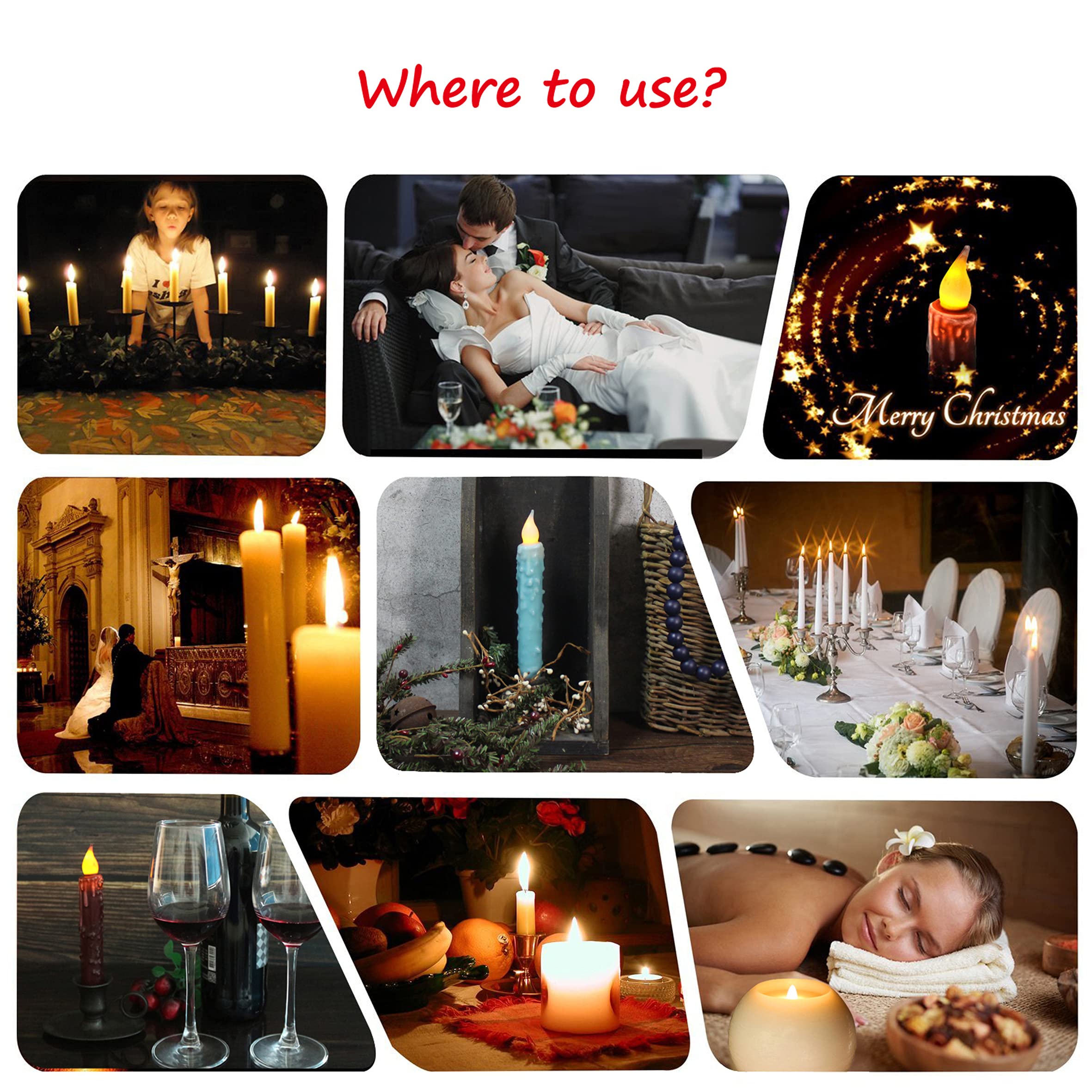 CVHOMEDECO. Velas cónicas LED de cera real sumergidas a mano, funciona con pilas, decoración rústica primitiva sin llama, 6-3/4 pulgadas, verde azulado, 3 unidades en un paquete