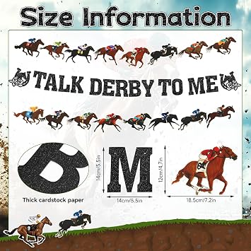 4Pcs Kentucky Horse Derby Banner Talk Derby to Me Banners Horse Racing Rose Flower Paper Garland for Racing Theme Birthday Party Decoration
