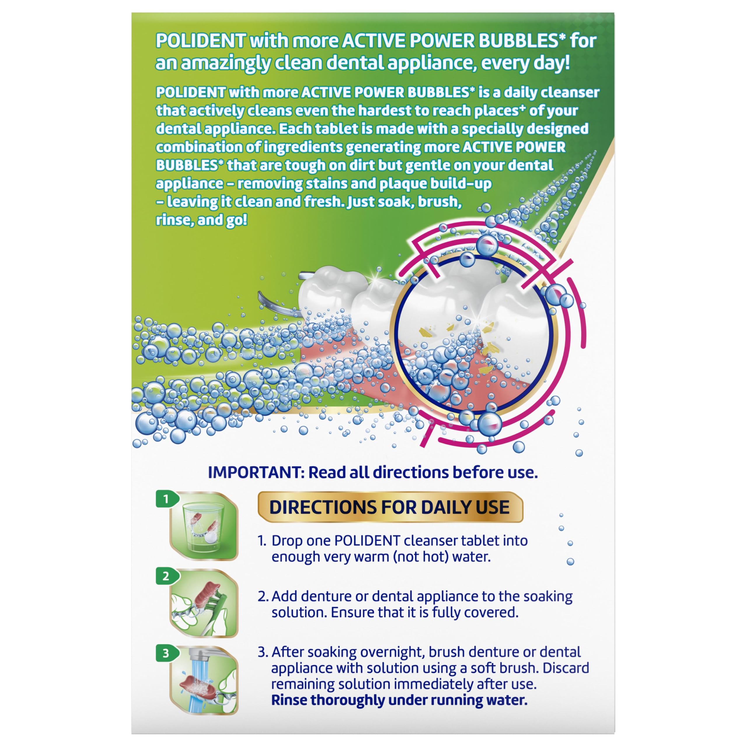 Polident Dental Appliance Cleanser - Antibacterial Tablets -12 Polident Dental Appliance Cleanser - Antibacterial Tablets -12