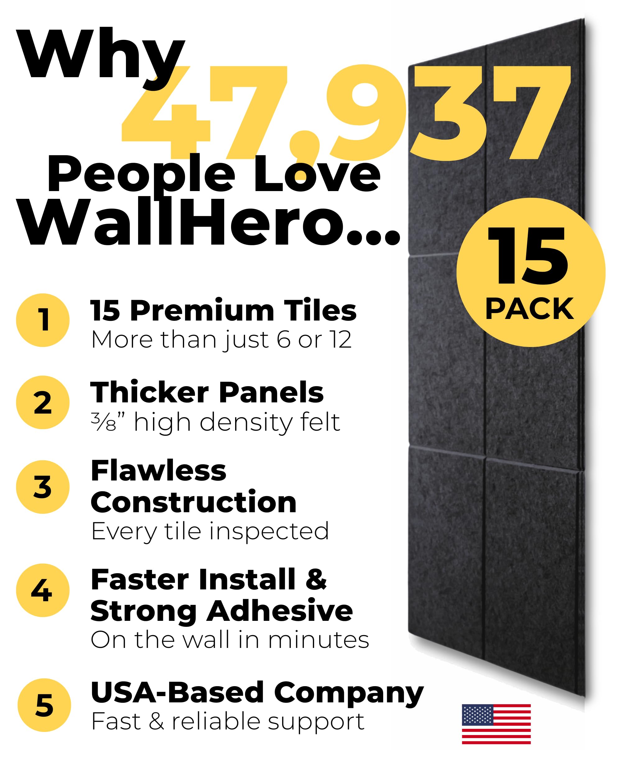 WALLHERO Große Pinnwand, Reißzwecken, 150 x 91,4 cm, 15 Stück, Wandpinnwand, Korktafel, Alternative für Wände, Tablero de Corcho para Pared, Kordeltafel für die Wand (schwarze Lamellen)