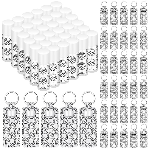 Demissle 72 piezas de regalos de voleibol para el equipo, incluye 36 bálsamos labiales de voleibol, 36 unidades de bálsamos labiales, llaveros,