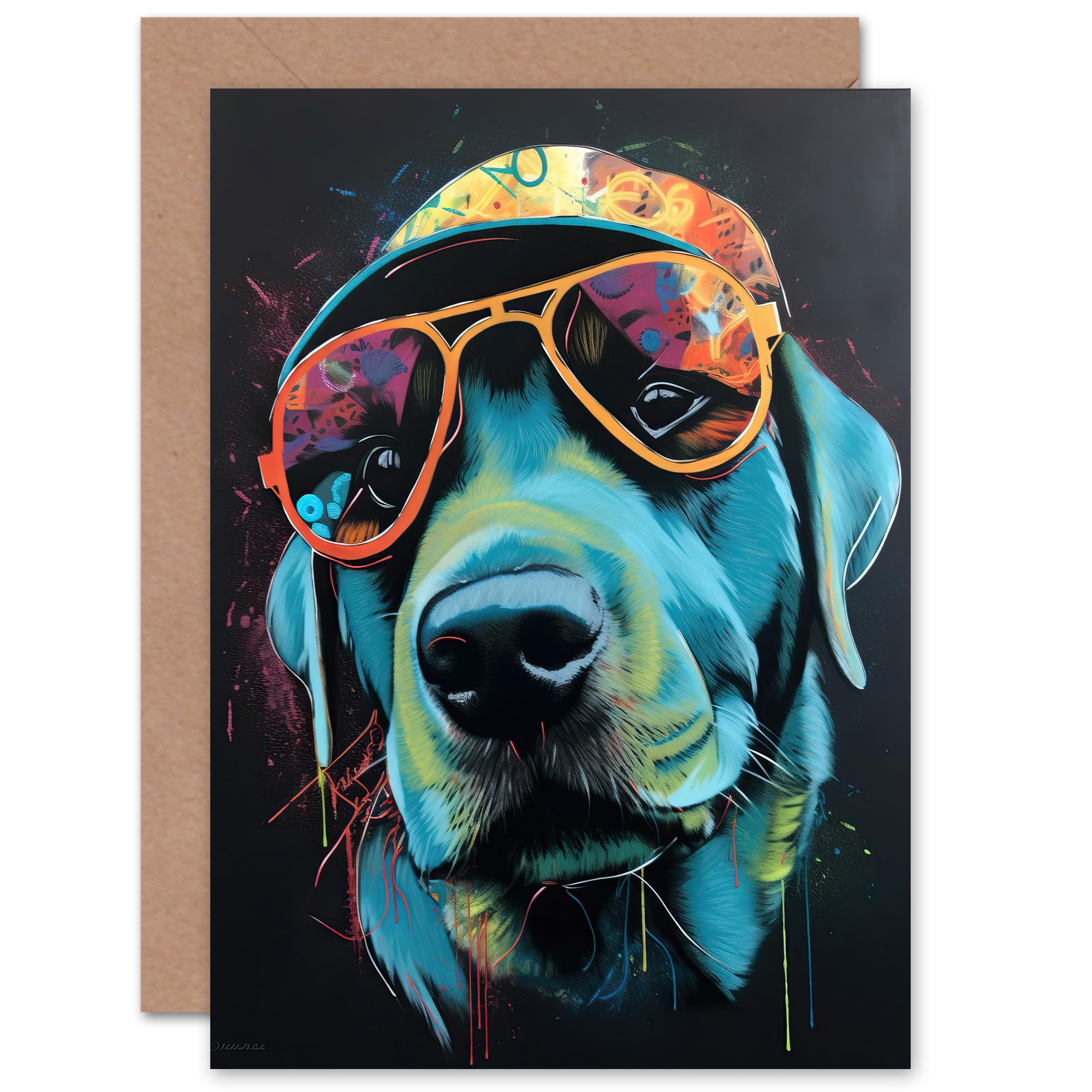 Artery8 Birthday Greeting Card - Labrador Retriever Specs & Hat
