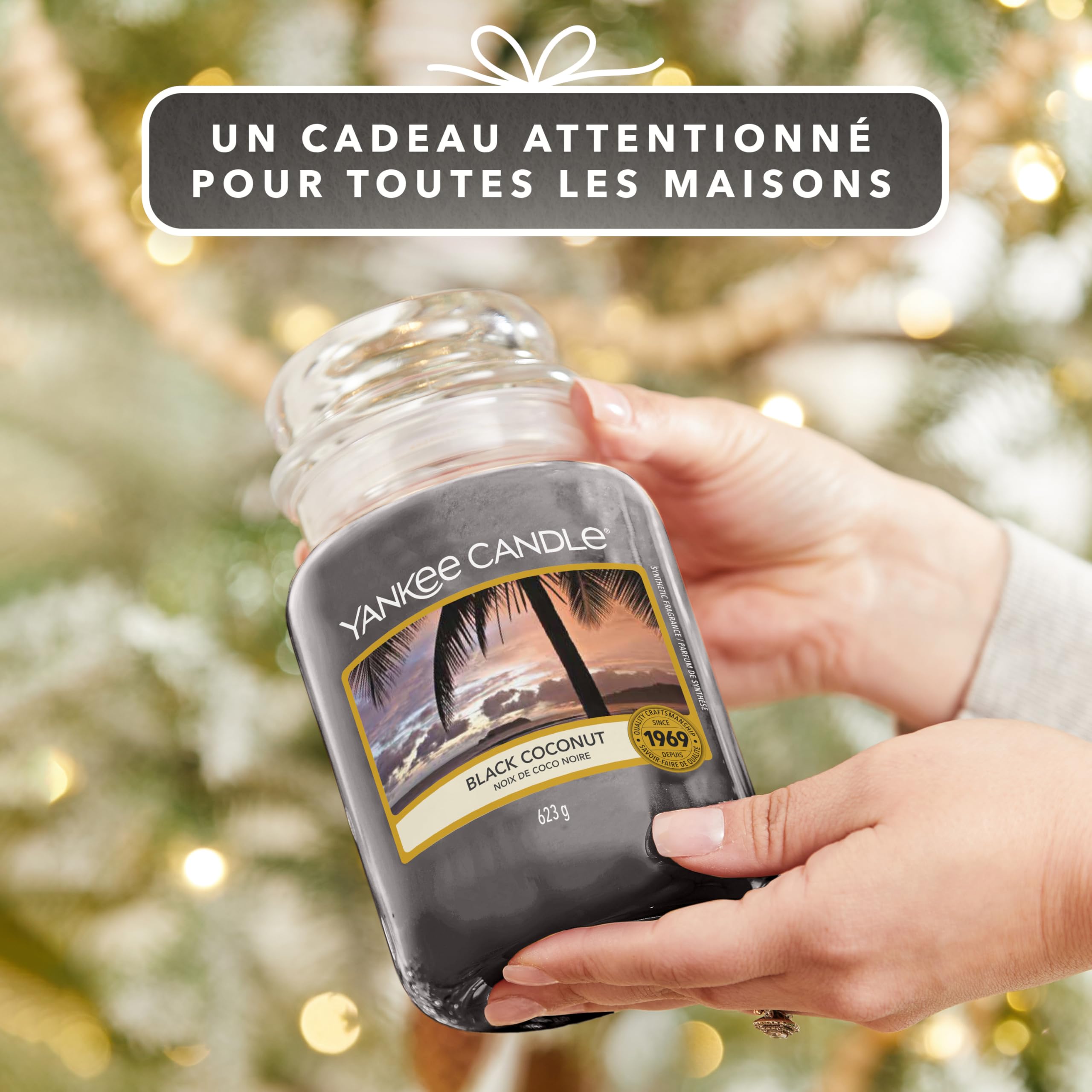 Yankee Candle bougie parfumée Noix de coco noire | Format jarre | Bougie longue durée jusqu’à 150 heures de combustion | Cadeaux pour femmes