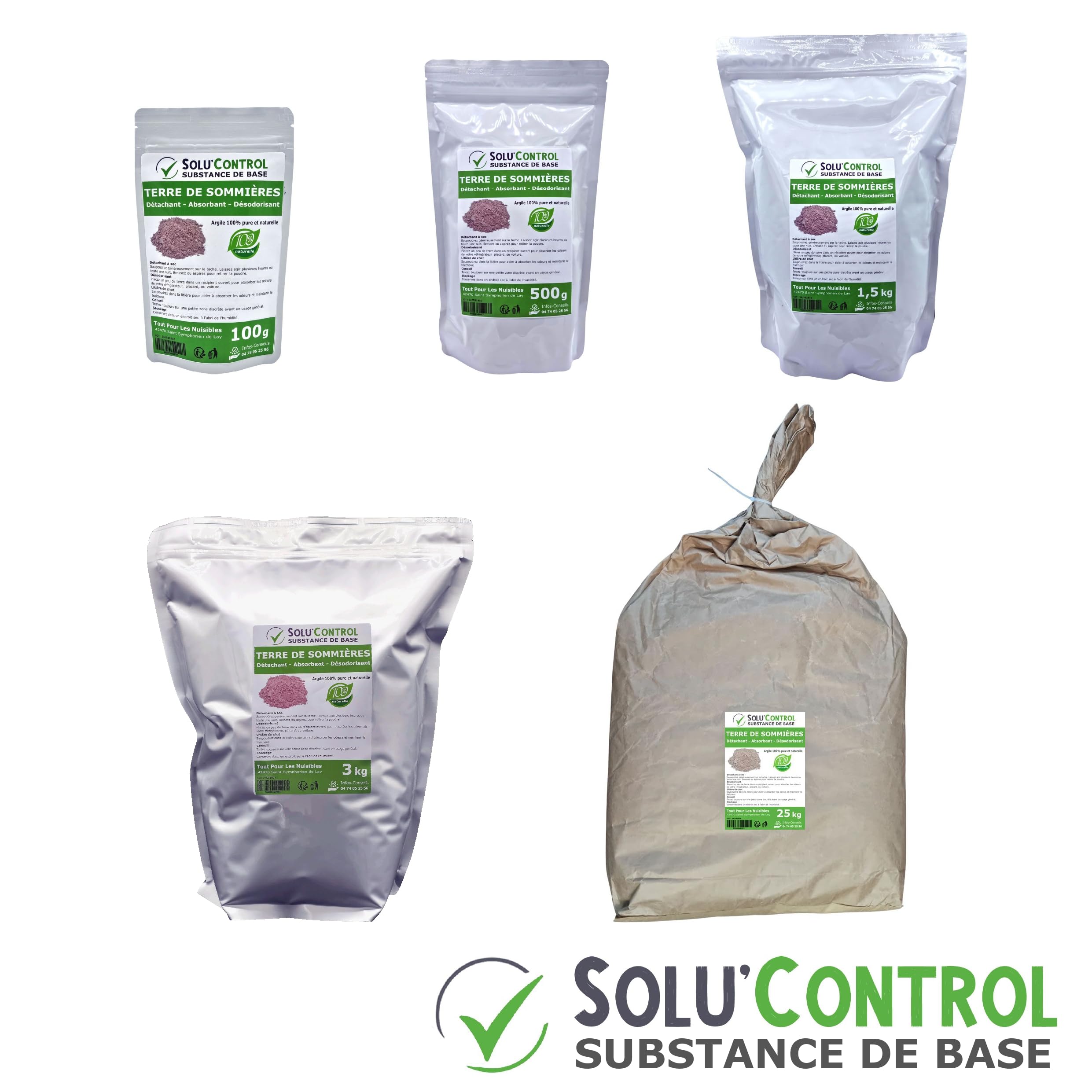 Terre de Sommières 3 kg - Détachant Naturel et Absorbant - Élimine les Odeurs d'Urine, Litière de Chat, Tapis, Cendriers